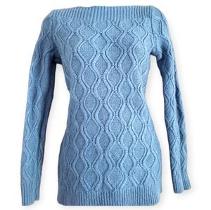 NWOT LOFT blue cable knit wool blend sweater Womens Small